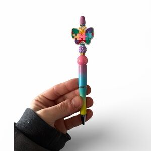 Autism Awareness Butterfly Puzzle Piece Beaded Pen
